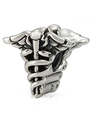Ohm Sterling Silver Medical Caduceus Symbol Bead Charm
