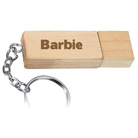 Engraved Wooden USB Flash Drive 8 GB with chain - Engraved name Barbie