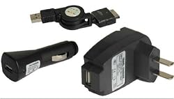 4 Piece Value Combo Accessory Bundle Kit: USB Car Charger + USB Travel Charger + USB Data Sync Cable + High Quality Audio Video Cable for Microsoft Zune 4GB 8GB 80GB 120GB Models