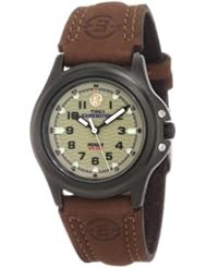 Timex Womens T47042 Expedition Metal Field Olive/Brown Leather Strap Watch