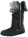 LEVI'S Jeans Lola Hi Womens Faux Fur Lined Nylon Winter Snow Zip Up Fold Over Knee Boots Shoes Black