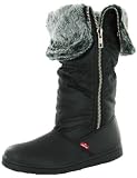 LEVI'S Lola Hi Womens Faux Fur Lined Nylon Winter Snow Zip Up Fold Over Knee Boots
