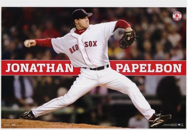 Professionally Framed Boston Red Sox (Jonathan Papelbon) Sports Poster Print - 24x36 with RichAndFramous Black Wood Frame