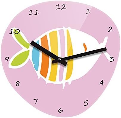 Refelx Non-Ticking Silent Acrylic Wall Clock, Large, Fish Pebble Shape, Pink