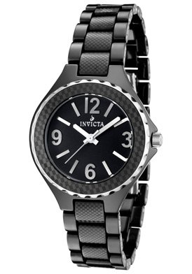 Invicta Women's 1159 Ceramics Black Dial Checkered Watch