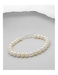 White (Natural) Fresh Water Pearls Bracelet In 92.5 Sterling Silver