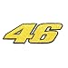 Sports : Valentino Rossi Aufn&auml;her Nummer 46 Gelb Klein Logo