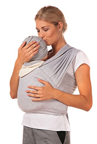 Baby Sling Carrier by AmBaby - Soft and Stretchy Baby Wrap for Newborns, Infants and Toddlers (Grey)