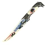 American Flag Wolf Fantasy Dagger Bowie Knife w/ Sheath