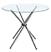Premier Housewares Dining Table Circular with Clear Tempered Glass and Chrome Legs, 77 x 90 x 90 cm