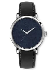 SPRAWL Aanalog Fashion Series Silver Ladies Watches of Genuine Black Leather Strap,Unique Wrist Watch for Women Girls Designed with Scratchy texture dark blue