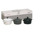 Le Creuset - Les c�ramiques - coffret de 3 mini cocottes- rondes - Noir/Gris/Blanc - 10cm - 91016300173000
