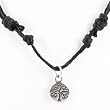 Tiny Sterling Silver Round Family Tree of Life on Adjustable Black Cord Necklace, 18" to 34", #7430