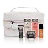 Lancome Travel Set White Stitched Bag 6 Piece Set