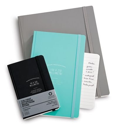 Ogami Repap Stone Paper Hard Cover Notebook 8 x 10 (Aqua Blue Blank)