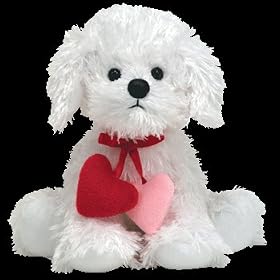 Loveypup white dog w/dangling hearts