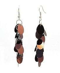 Earrings - E363 - Sequin Dangle - Oval ~ Brown