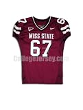 Maroon No. 67 Game Used Mississippi State Nike Football Jersey