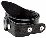 Acorn Pattern Full Grain Leather Snap Fit Belt (BLACK)