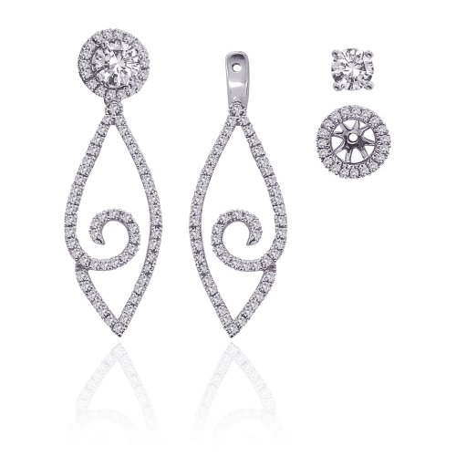 14K White Gold 3/4 ct. Diamond Detachable Earring Jackets