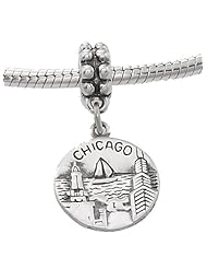 Sterling Silver Chicago The Windy City Dangle Bead Charm