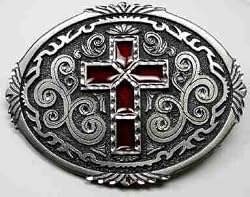 Diamondcut Red Enamel Cross Buckle,RELIGIOUS BUCKLE