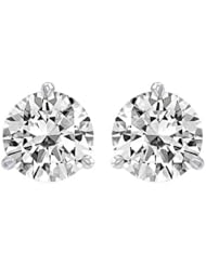 Diamond Stud Earrings Round Brilliant Shape White Gold 14K 3 Prong Screw Back ( J Color SI2 Clarity 2 Carat t.w. Weight )