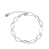 Stylish 925 Silver String Of Oval Homemade Style Charm Pendant Chain Anklet Bracelet