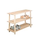 Zeller 13127 Schuhbank, Kiefer, 3 Ablagen / 80 x 26 x 49.5