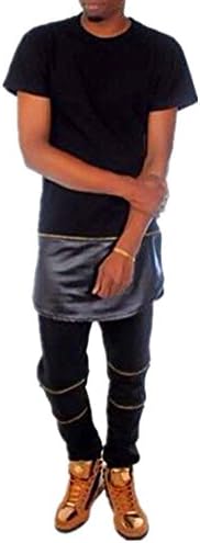 Men's Fashion Casual Straight Fit Hiphop Folding Zipper Jogger Pants