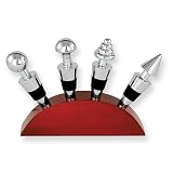 Review Quality Gold  / Wooden Holder Set of Four Wine Stoppers