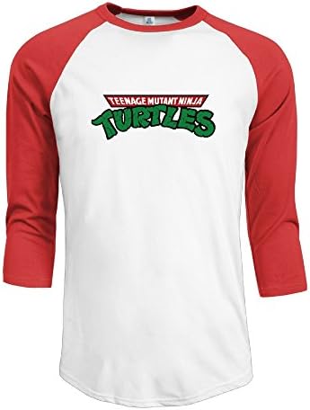 Men's 3/4 Turtles Sleeve Raglan T-Shirt Red X-Large