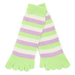 Youth / Girls Fashion Striped Toe Socks (Fits Shoe Sizes 2Y - 4Y) -Lime / Lavender / White