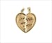 14k Yellow Gold, Sharing Split Heart Pendant Charm with I Love You 22mm Wide