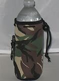 Water Bottle Koozie 2 Pack with Drawstring & Clip, Camo