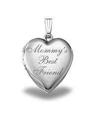 Sterling Silver Mommys Best Friend Heart Locket 3/4 inch x 3/4 inch