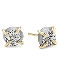 Melissa Joy Manning "Metallic Denim" 14 Karat Gold and Silver Mist Druzy Post Earrings