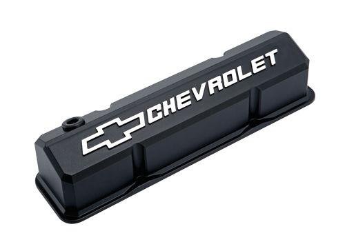 Proform Parts 141-921 Chevrolet & Bowtie Emblem Die-Cast Valve Covers, Slant-Edge, Raised Emblem