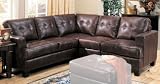 Samuel Left L-Shaped Sectional in Dark Brown Leather