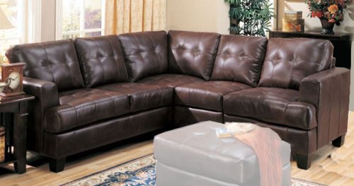 Samuel Left L-Shaped Sectional in Dark Brown Leather