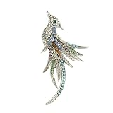 Blue Pink Yellow Green Rhinestone Phoenix Brooch Pin
