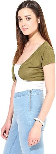 Trend 18 Women's Viscose Pack Of 2 Military/maroon Bolero Shrug S Military/Maroon