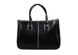 Bundle Monster Womens PU Faux Leather Lady Tote Shoulder Handbag Purse Bag - BLACK