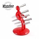 Red Voodoo Knife Block With Professional Knives by CSB Commodities, designed by Raffaele Iannello (H39cm, Base 26cm Dia, D39cm inc knives)