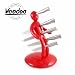 Red Voodoo Knife Block With Professional Knives by CSB Commodities, designed by Raffaele Iannello (H39cm, Base 26cm Dia, D39cm inc knives)