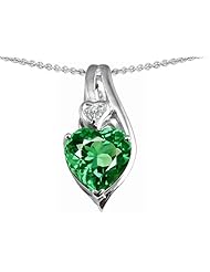 Original Star K (tm) Large 10mm Heart Shape Simulated Emerald Heart Pendant in .925 Sterling Silver