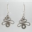 Swirl or Ribbon Design Dangle Earrings in Sterling Silver, #9486