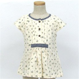 Biquette（ビケット） 小花柄半袖Tシャツ （ブルー/サイズ90）