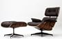 Modern Classic Plywood Lounge Chair & Ottoman with Palisander Base & Brown Leather Uphostery