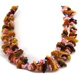 Amber Necklaces 2 Strands Amber, Turquoise Sleeping Beauty Mother of Pearl Beads Beaded Necklace